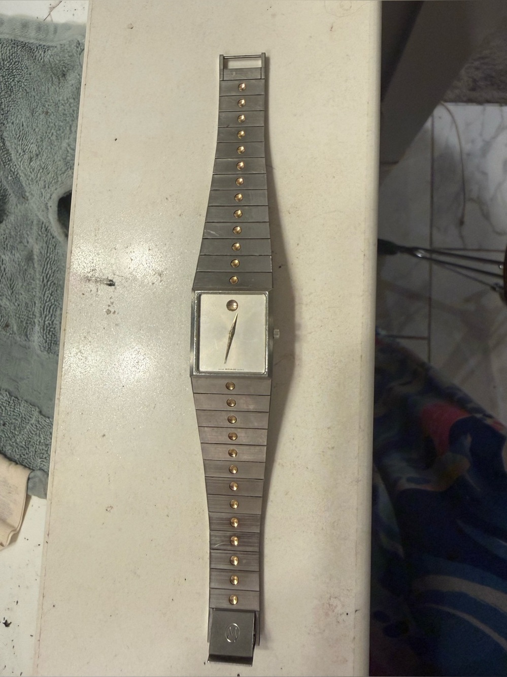 Vintage Movado Swiss Quartz Rectangular Museum Watch Two Tone Bracelet - Picture 3 of 10